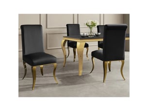 Lot de 2 chaises baroques velena en velours noir avec haut dossier et pieds dorés galbés