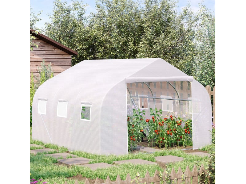 Serre tunnel 350x300x200 cm protection uv métal blanc - Conforama B