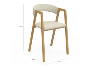 Lot de 4 chaises camille en métal effet bois et tissu beige avec accoudoirs