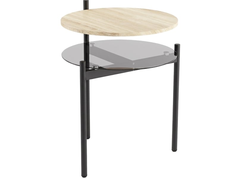  Table d'appoint ronde 41,8x39,8x53,5 cm avec tablette ouverte bois chêne  - Conforama A