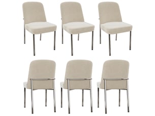 Lot de 6 chaises de salle à manger 42,5x53x82 cm – beige – velours et structure métallique chromée