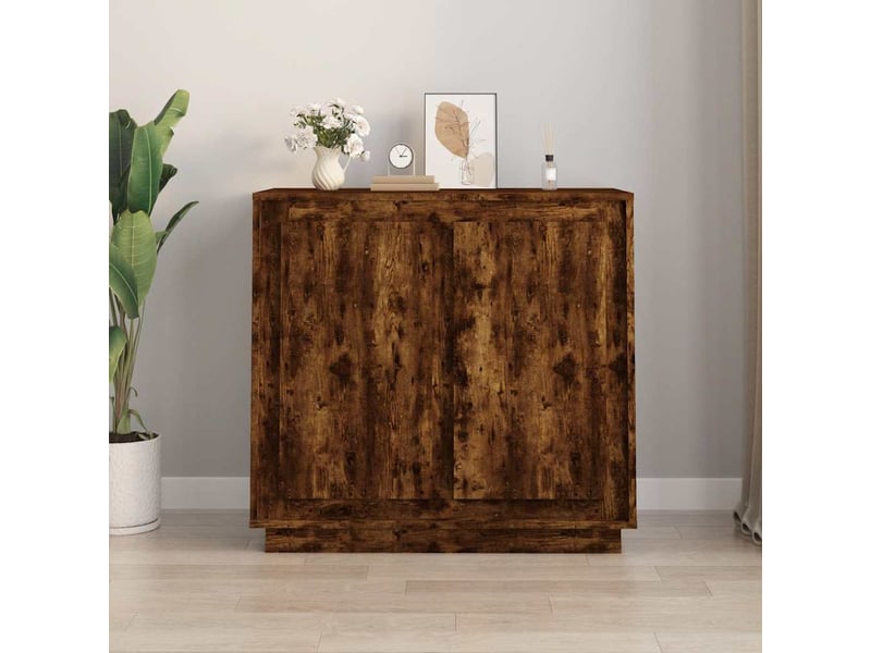  Buffet - bahut - meuble de rangement chêne fumé 80x34x75 cm bois d'ingénierie  - Conforama B