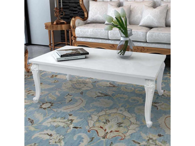  Table basse - table de salon - table à thé 115x65x42 cm blanc brillant  - Conforama B