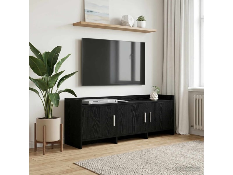  Meuble tv - banc tv - meuble de rangement 130 x 33 x 47 cm chêne noir bois d'ingénierie  - Conforama B