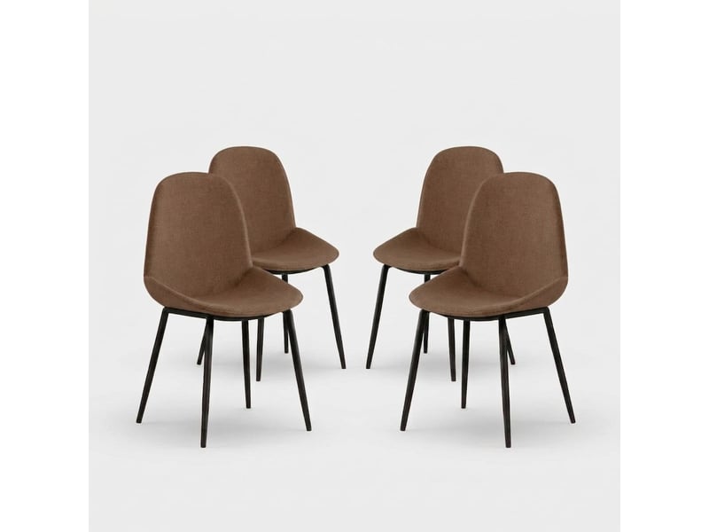  Lot de 4 chaises de salle à manger rembourrées en tissu adhara - rouiller  - Conforama A