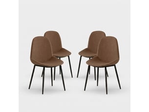 Lot de 4 chaises de salle à manger rembourrées en tissu adhara - rouiller