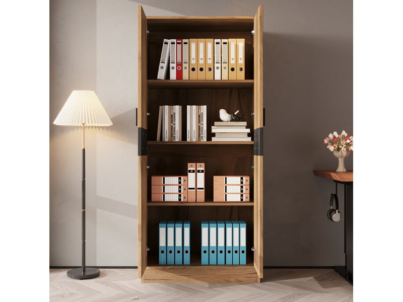  Armoire haute de rangement 60 x 35 x 160 cm – chêne clair – 2 étagères réglables, fermeture douce  - Conforama B