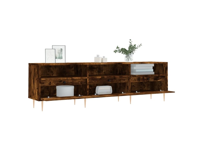  Meuble tv - banc tv - meuble de rangement chêne fumé 150x30x44,5 cm bois d'ingénierie  - Conforama D