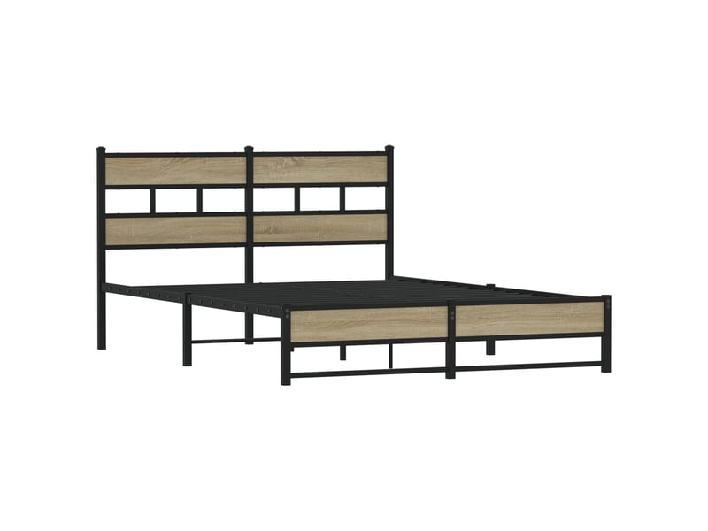 Lit double- lit adulte - cadre de lit en métal sans matelas chêne sonoma 150x200 cm - Conforama B