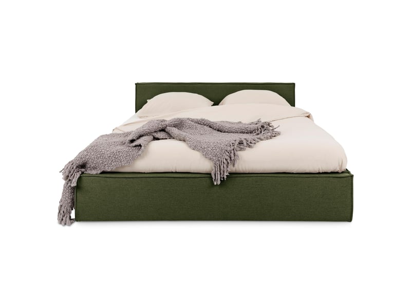  Lit double pesaro rembourré 140x190 avec tête de lit en tissu - vert  - Conforama A