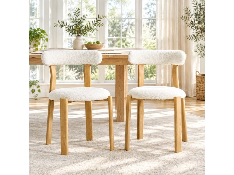  Lot de 2 chaises de salle à manger en chenille blanc 55,5 x 44 x 79 cm  - Conforama B