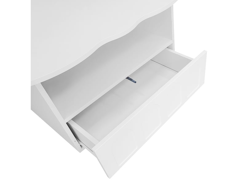 Table basse 100x60x39cm, table de salon avec tiroir de rangement, plateau en forme de nuage, panneau de particules, blanc  - Conforama R