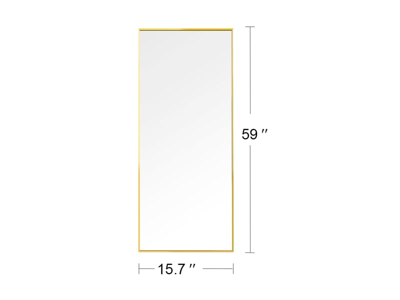  Miroir sur pied - 150 x 40 cm - or - miroir plein pied rectangulaire en verre de sécurité, cadre en alliage d'aluminium, design moderne  - Conforama B