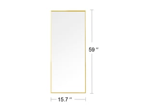 Miroir sur pied - 150 x 40 cm - or - miroir plein pied rectangulaire en verre de sécurité, cadre en alliage d'aluminium, design moderne