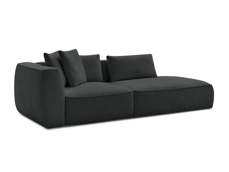  Bobochic canapé droit fixe 3 places leopold tissu texturé noir  accoudoir gauche LEOPOLD - Conforama A