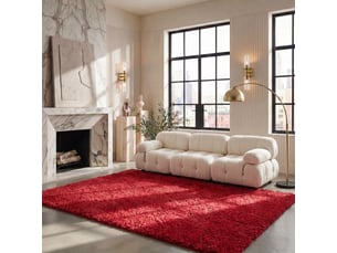 Tapis shag en polypropylène rouge, 201 x 201 cm