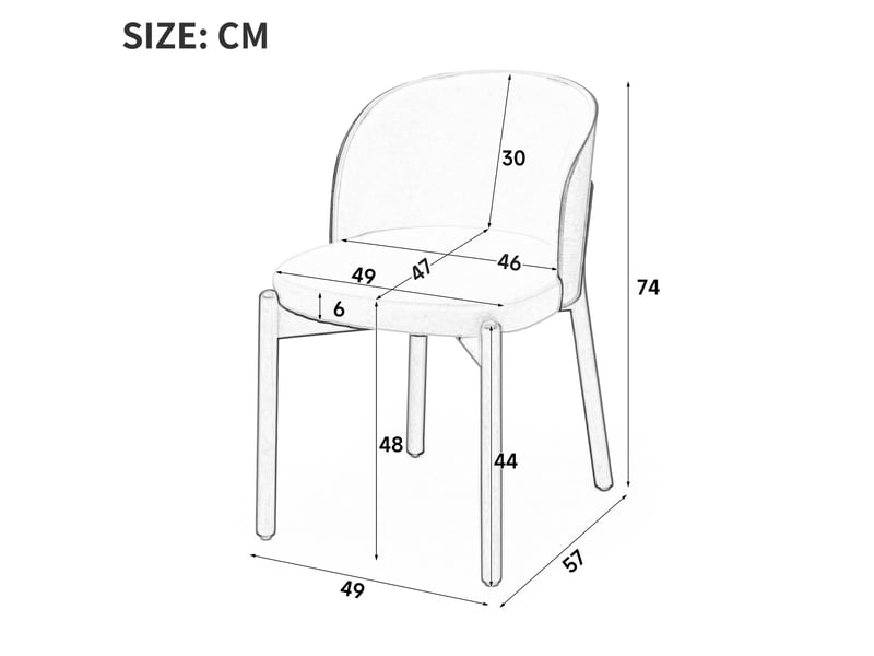  Lot de 4 chaises de salle à manger 49x57x74 cm dossier enveloppant bois noyer  - Conforama E