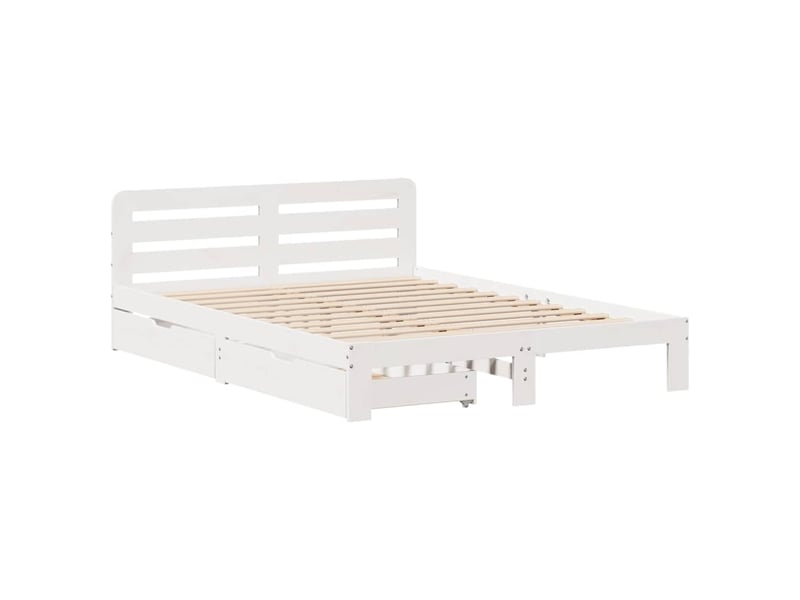  Lit double- lit adulte -  cadre de lit sans matelas blanc 140x200 cm bois de pin massif  - Conforama B