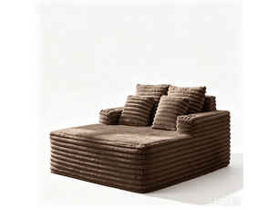 Canapé en fausse fourrure marron 135x128x86 cm avec porte-gobelets intégrés et assise moelleuse