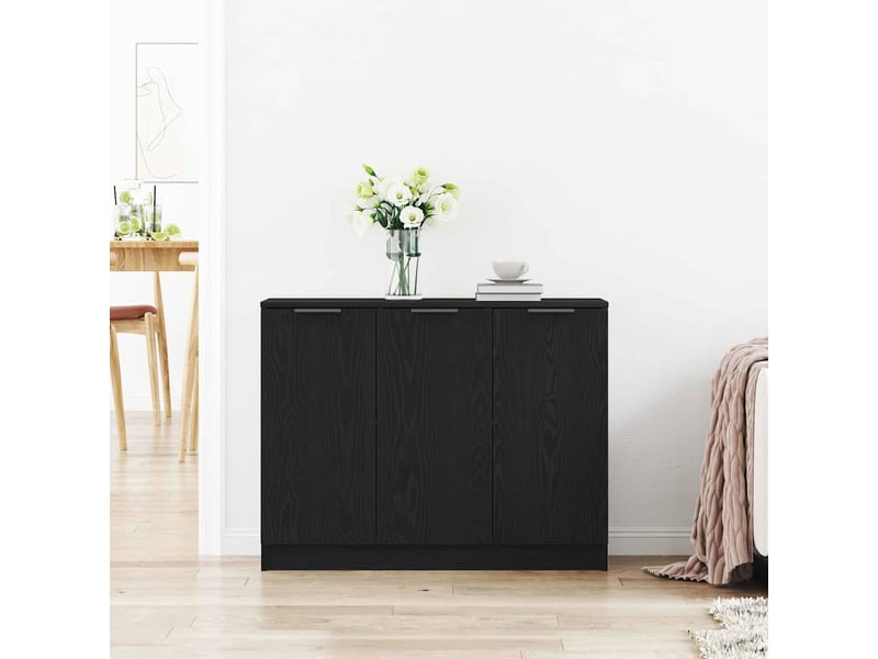 Buffet - bahut - meuble de rangement chêne noir 90,5 x 30 x 70 cm bois d'ingénierie  - Conforama D