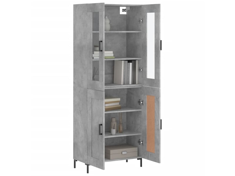  Buffet haut - bahut - meuble de rangement gris béton 69,5x34x180 cm bois d'ingénierie  - Conforama C