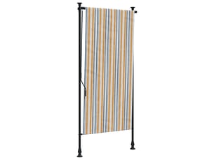 Store enrouleur, store roulant d'extérieur jaune et blanc 100x270 cm tissu acier cf47431