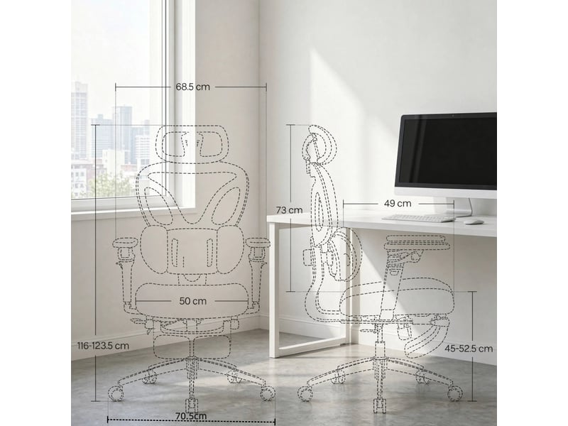  Chaise de bureau ergonomique noire avec repose-pieds escamotable  - Conforama B