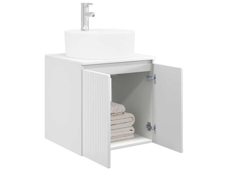 Vanité de lavabo mural, meuble de rangement blanc brillant 49.5x44.5x65 cm shl5742 - Conforama C