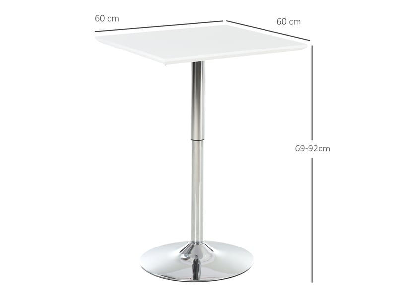  Table de bar réglable 60x60 cm blanche cravdom  - Conforama D