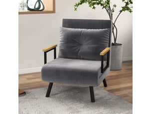 Fauteuil convertible <strong>FLORAGRACE</strong> Velours gris