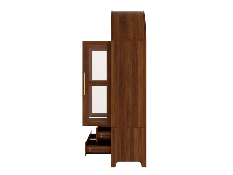  Buffet moderne 3 portes 4 tiroirs avec niche arquée, poignées aluminium  - Conforama E