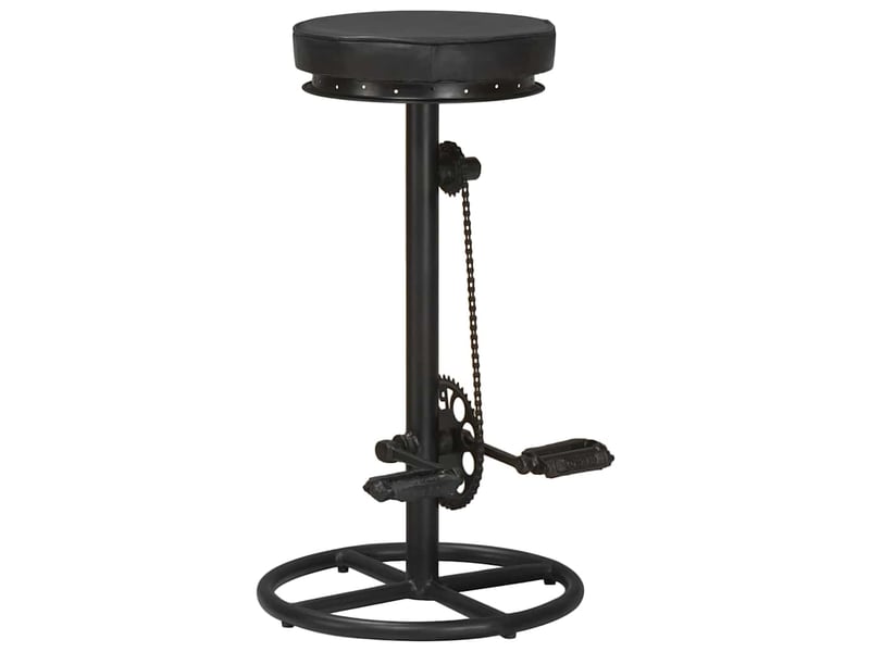  Lot de 2 tabouret de bar, chaise de bar noir cuir véritable de chèvre  - Conforama A