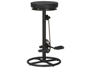 Lot de 2 tabouret de bar, chaise de bar noir cuir véritable de chèvre