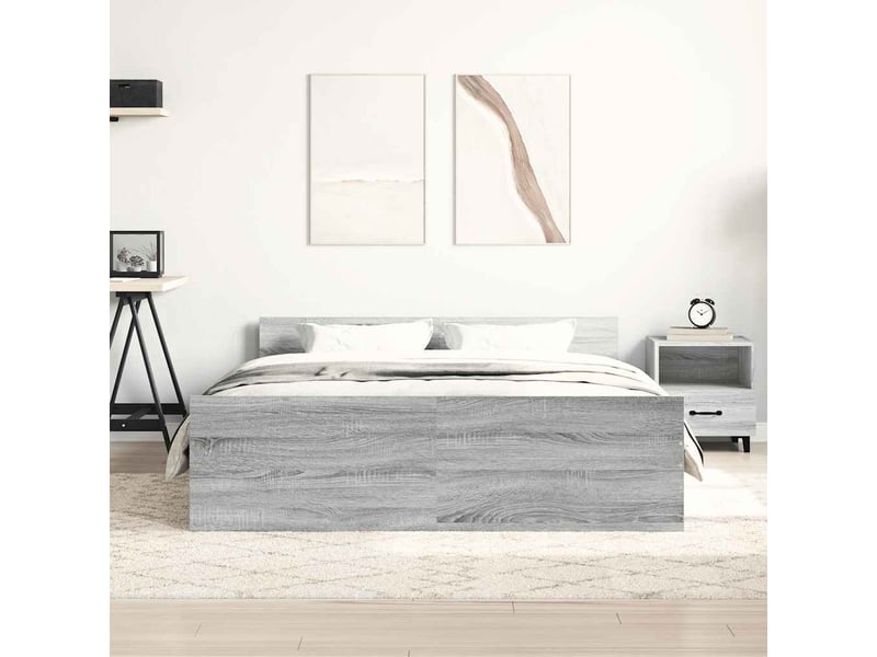  Lit double- lit adulte -  cadre de lit sans matelas sonoma gris 120x190 cm  - Conforama B