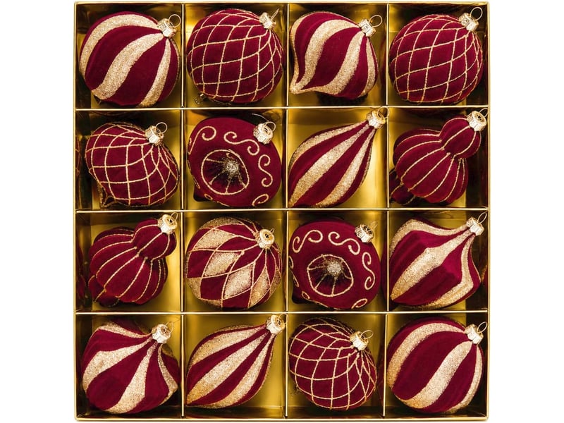  Lot de 16 boules de noël 8 cm, décorations suspendues pour sapin de noël, ornements de fête pour maison, vin  - Conforama A