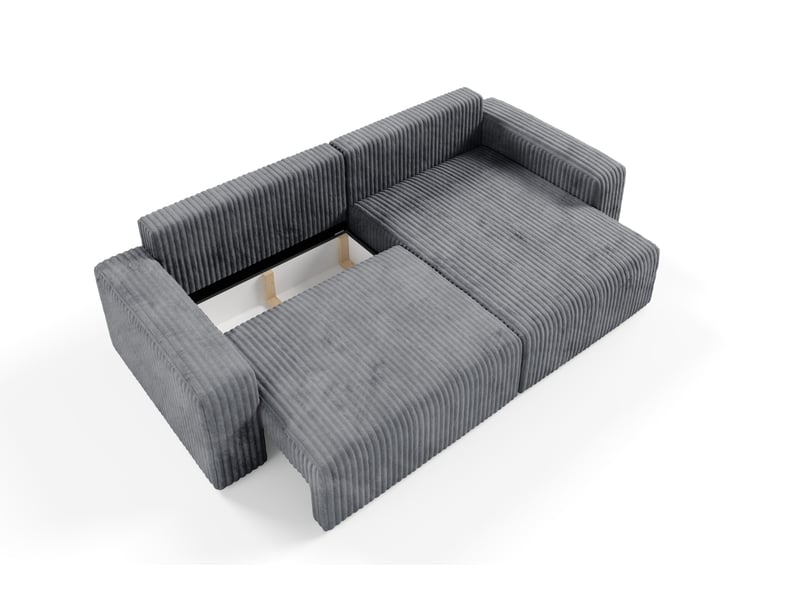 Canapé d'angle convertible cord fano gris - Conforama E