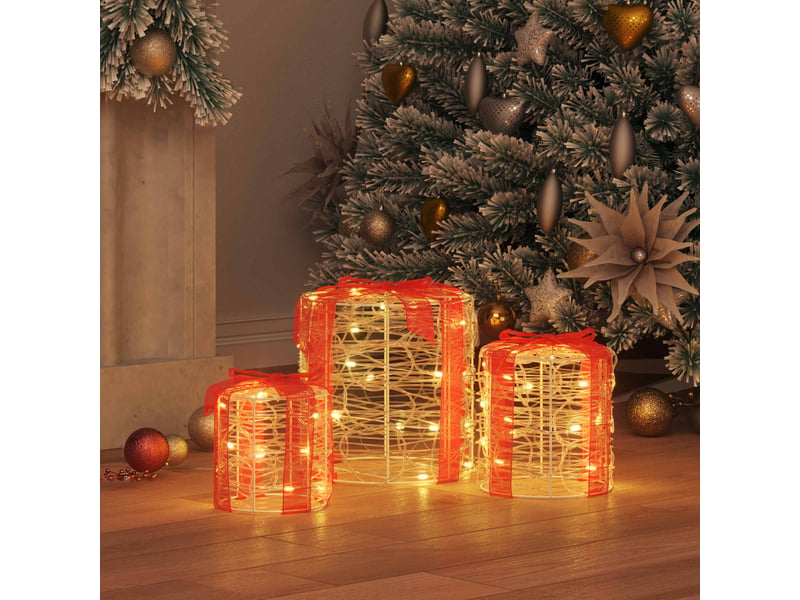 Décoration de boîte cadeau 3 pc blanc chaud 20 x 20 x 21 cm cf61905 - Conforama C