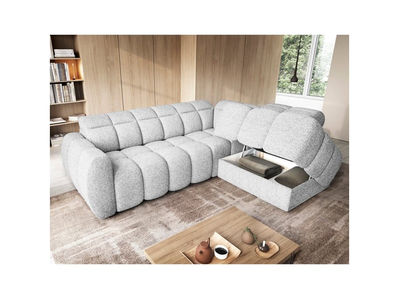 Canapé d'angle électrique ronda 4 places gris clair – angle droit - Conforama C
