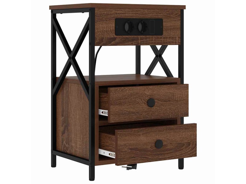 Table de chevet - cabinet de chevet - table de nuit 2 pc chêne brun 40 x 31 x 60 cm - Conforama D