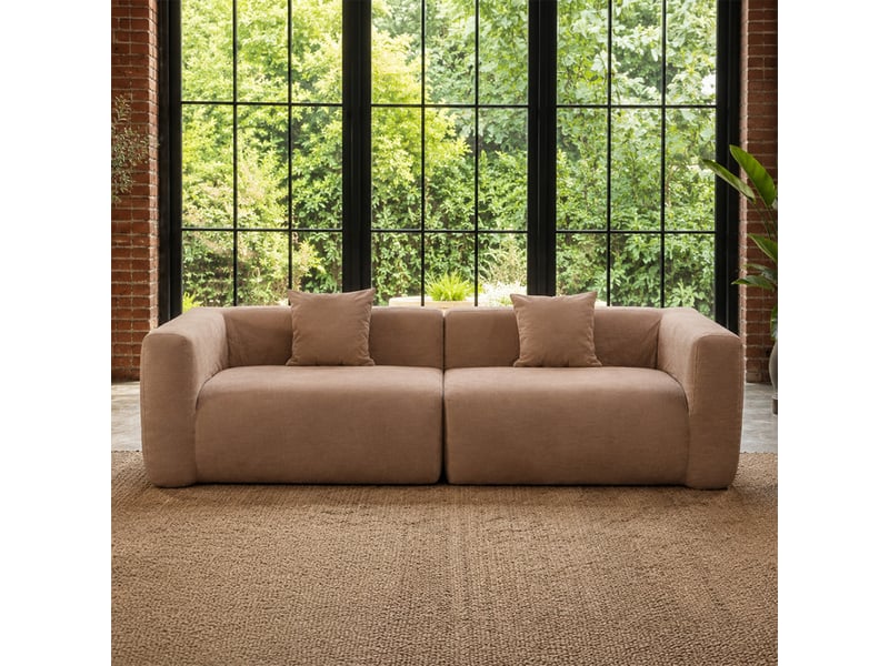  Canapé compressé 4 places en tissu effet laine texturée taupe bolton  - Conforama E