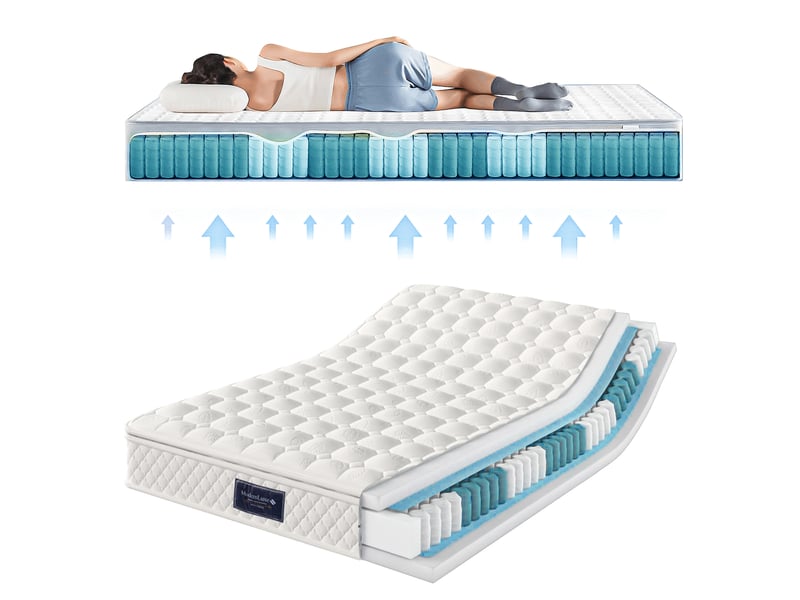  Matelas 140x200 ressorts ensachés 7 zones h3 ferme, épaisseur 25 cm, mousse à froid, anti-acariens, oeko-tex  - Conforama D