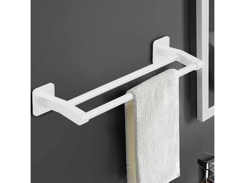  Porte-serviettes de salle de bain, barre porte-serviettes double, sans perçage, 40 cm, blanc XLH-ZLS-000893ZLS - Conforama B