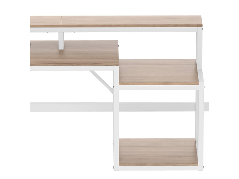  Lit mezzanine 200×90 cm avec bureau, rangements, led et ports usb, sans matelas, en métal et mdf blanc  - Conforama E