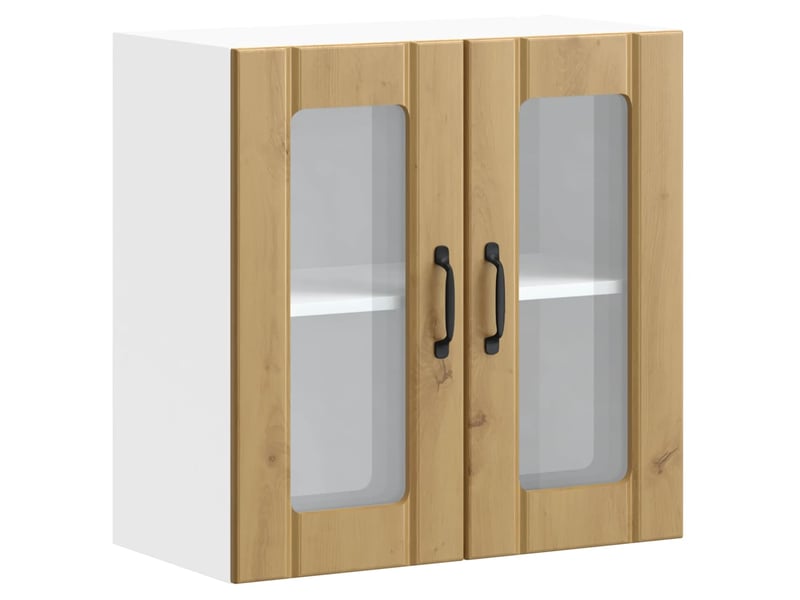  Armoire murale de cuisine avec porte vitrée lucca chêne artisanal bois d'ingénierie  - Conforama A