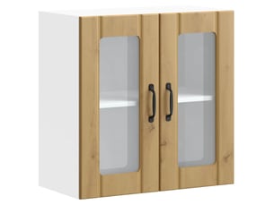 Armoire murale de cuisine avec porte vitrée lucca chêne artisanal bois d'ingénierie