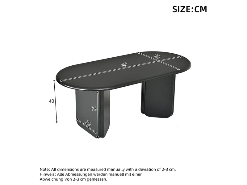  Table basse ovale 99×50×40 cm en mdf noir chicfurn  - Conforama D