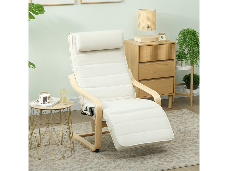  Fauteuil de relaxation, fauteuil relax massant et chauffant, lin, 95x67x101cm, blanc  - Conforama D