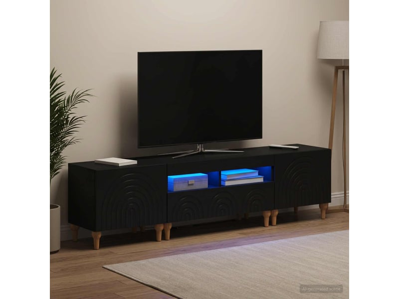  Ensemble de 3 meubles tv led noir bois d'ingénierie shl59095  - Conforama B