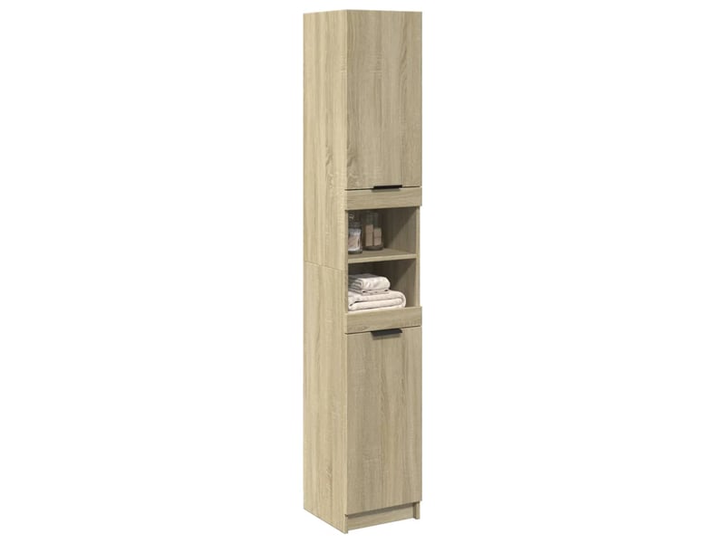  Meuble salle de bain rangement, commode chêne sonoma 32x34x188.5 cm  - Conforama C