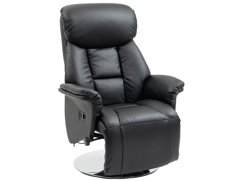  Fauteuil relax inclinable manuel noir, pivotant à 360 degrés, avec repose-pieds escamotable et dossier haut pour le salon  - Conforama A